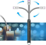 USB Rechargeable Arc Lighter – Flameless, Windproof Design with LED Battery Display & Safety Switch | 360° Rotating for Aromatherapy (Random Colors) 🚬✨